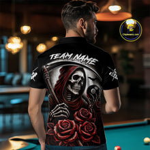 Load image into Gallery viewer, Grim Reaper 8 Ball Pool Roses Billiard Shirt For Men Custom Funny Pool Team Shirt Design |Red TDM4235
