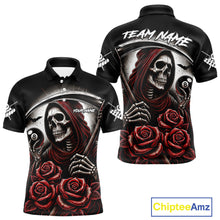 Load image into Gallery viewer, Grim Reaper 8 Ball Pool Roses Billiard Shirt For Men Custom Funny Pool Team Shirt Design |Red TDM4235
