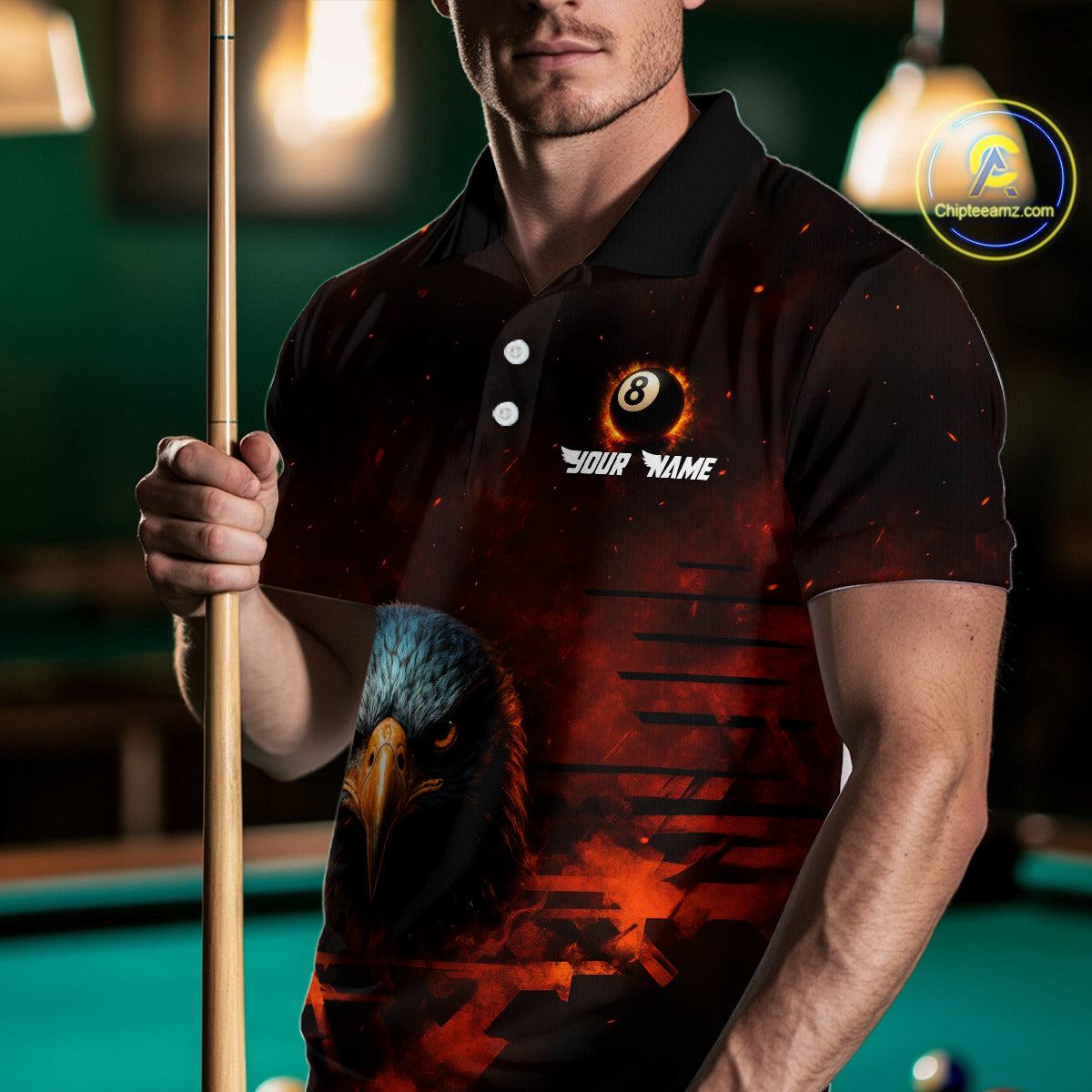 Personalized Eagle 8 Ball Fire Billiard Shirts For Men, 8 Ball Pool Team Shirts, Billiard Jerseys TDM4066