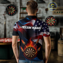 Load image into Gallery viewer, Personalized Flaming Dartboard American Flag Darts Shirt For Men Custom Patriotic Dart Team Jersey TDM4682