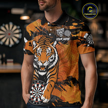 Load image into Gallery viewer, Personalized Black And Orange Tiger Darts Shirt For Men Custom Darts Jersey Team Polo &amp; 1/4 Zip TDM4275