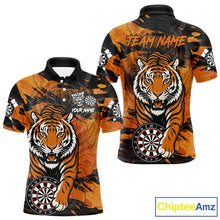 Load image into Gallery viewer, Personalized Black And Orange Tiger Darts Shirt For Men Custom Darts Jersey Team Polo &amp; 1/4 Zip TDM4275