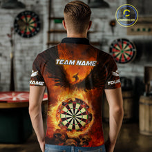 Load image into Gallery viewer, Personalized Orange Flaming Phoenix Darts Shirt For Men, Darts League Jersey Team Polo &amp; 1/4 Zip TDM4490