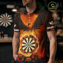 Load image into Gallery viewer, Personalized Orange Flaming Phoenix Darts Shirt For Men, Darts League Jersey Team Polo &amp; 1/4 Zip TDM4490