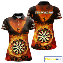 Load image into Gallery viewer, Personalized Orange Flaming Phoenix Darts Shirt For Women, Darts League Jersey Team Polo &amp; 1/4 Zip TDM4490
