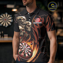 Load image into Gallery viewer, Personalized Skull &amp; Dragon Darts Shirt For Men Custom Lightning Dartboard Team Jersey |Orange TDM4535