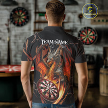 Load image into Gallery viewer, Personalized Skull &amp; Dragon Darts Shirt For Men Custom Lightning Dartboard Team Jersey |Orange TDM4535