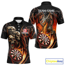 Load image into Gallery viewer, Personalized Skull &amp; Dragon Darts Shirt For Men Custom Lightning Dartboard Team Jersey |Orange TDM4535