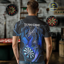 Load image into Gallery viewer, Personalized Skull &amp; Dragon Darts Shirt For Men Custom Lightning Dartboard Team Jersey |Blue TDM4536