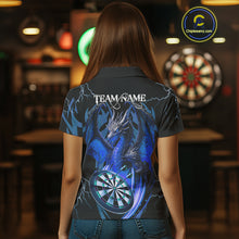 Load image into Gallery viewer, Personalized Skull &amp; Dragon Darts Shirt For Women Custom Lightning Dartboard Team Jersey |Blue TDM4536