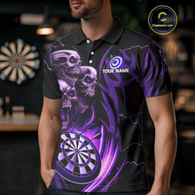 Load image into Gallery viewer, Personalized Skull &amp; Dragon Darts Shirt For Men Custom Lightning Dartboard Team Jersey |Purple TDM4537