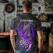 Load image into Gallery viewer, Personalized Skull &amp; Dragon Darts Shirt For Men Custom Lightning Dartboard Team Jersey |Purple TDM4537