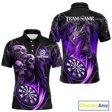 Load image into Gallery viewer, Personalized Skull &amp; Dragon Darts Shirt For Men Custom Lightning Dartboard Team Jersey |Purple TDM4537