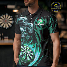 Load image into Gallery viewer, Personalized Skull &amp; Dragon Darts Shirt For Men Custom Lightning Dartboard Team Jersey |Turquoise TDM4778