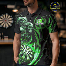 Load image into Gallery viewer, Personalized Skull &amp; Dragon Darts Shirt For Men Custom Lightning Dartboard Team Jersey |Green TDM4779