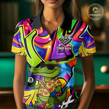 Load image into Gallery viewer, Funny Alligator Colorful Graffiti Style Custom 8 Ball Billiard Shirt For Women Best Pool Team Jersey TDM4780