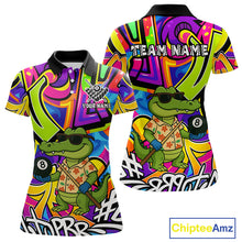 Load image into Gallery viewer, Funny Alligator Colorful Graffiti Style Custom 8 Ball Billiard Shirt For Women Best Pool Team Jersey TDM4780