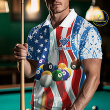 Load image into Gallery viewer, American Flag Billiard Balls Pool Shirt For Men Custom Patriotic Billiard Jersey Polo &amp; 1/4 Zip TDM4606