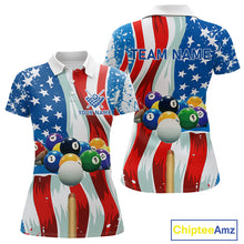 Load image into Gallery viewer, American Flag Billiard Balls Pool Shirt For Women Custom Patriotic Billiard Jersey Polo &amp; 1/4 Zip TDM4606