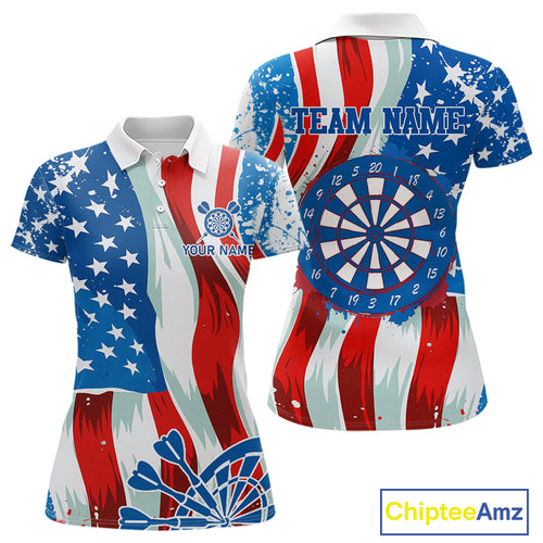 American Flag Dartboard Paint Patriotic Darts Shirt For Women Custom Darts Jerseys Polo & 1/4 Zip TDM4607