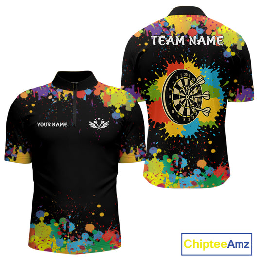 Funny Colorful Darts Shirt With Pocket Option For Men Custom Darts Jersey TDM4620