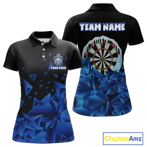 Funny Blue Icy Darts Shirt For Women Custom Darts Team Jersey Polo & Quarter Zip, Darts Gifts TDM4674