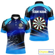 Load image into Gallery viewer, Personalized Blue Thunder Lightning Darts Jersey For Men Custom Darts Team Shirt Polo &amp; 1/4 Zip TDM4721