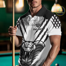 Load image into Gallery viewer, White Black Billiard Jersey Polo &amp; 1/4 Zip Custom 8 Ball Cobra Snake Billiard Team Shirt For Men TDM4519