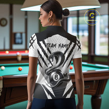 Load image into Gallery viewer, White Black Billiard Jersey Polo &amp; 1/4 Zip Custom 8 Ball Cobra Snake Billiard Team Shirt For Women TDM4519