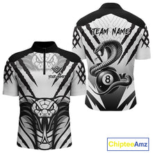 Load image into Gallery viewer, White Black Billiard Jersey Polo &amp; 1/4 Zip Custom 8 Ball Cobra Snake Billiard Team Shirt For Men TDM4519