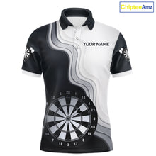 Load image into Gallery viewer, Black And White Darts Shirts With Pocket Option For Men Custom Darts Jersey TDM6487