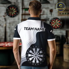 Load image into Gallery viewer, Black And White Darts Shirts With Pocket Option For Men Custom Darts Jersey TDM6487