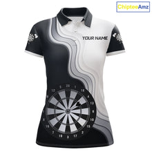 Load image into Gallery viewer, Black And White Darts Shirts With Pocket Option For Women Custom Darts Jersey TDM6487