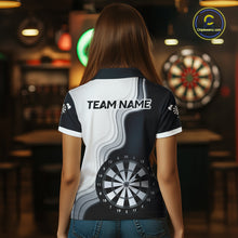Load image into Gallery viewer, Black And White Darts Shirts With Pocket Option For Women Custom Darts Jersey TDM6487