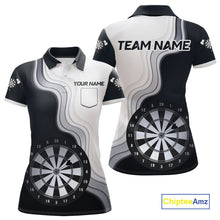 Load image into Gallery viewer, Black And White Darts Shirts With Pocket Option For Women Custom Darts Jersey TDM6487