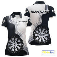 Load image into Gallery viewer, Black And White Darts Shirts With Pocket Option For Women Custom Darts Jersey TDM6487