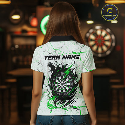 White Grunge Wolf Dart Shirt & Pocket Option Custom Women' Dart Jersey|Green TDM5442