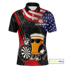 Load image into Gallery viewer, Funny Beer American Flag Darts Shirt For Men Custom Patriotic Darts Team Jersey Polo &amp; 1/4 Zip TDM6062