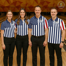 Load image into Gallery viewer, Custom Bowling Balls American Flag Bowling Shirt For Women, Patriotic Bowling Jersey Polo &amp; 1/4 Zip TDM6517