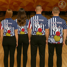 Load image into Gallery viewer, Custom Bowling Balls American Flag Bowling Shirt For Women, Patriotic Bowling Jersey Polo &amp; 1/4 Zip TDM6517
