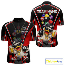 Load image into Gallery viewer, Funny Duck 8 Ball Pool Billiard Shirt For Men Custom Billiard Team Jersey Polo &amp; 1/4 Zip TDM6101