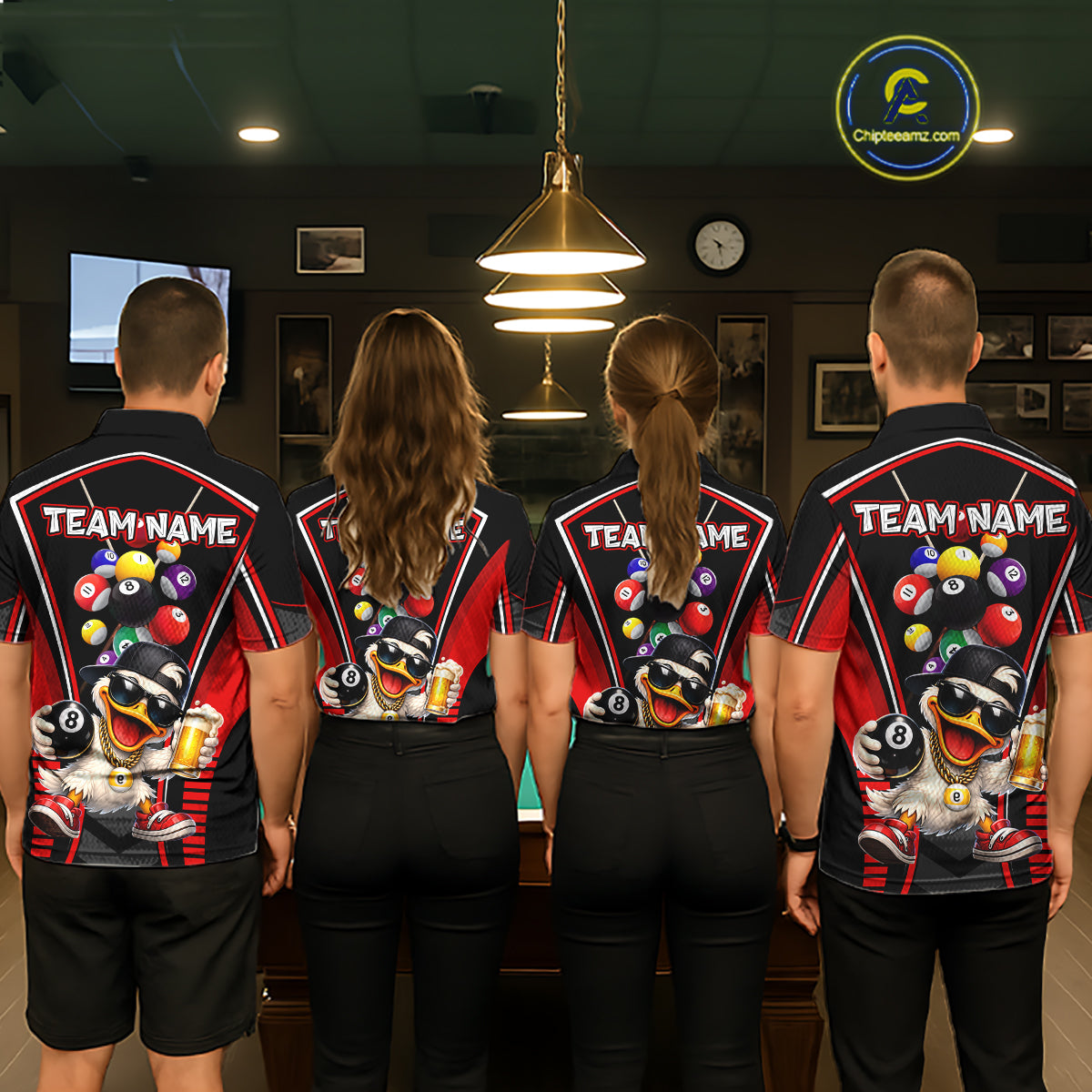 Funny Duck 8 Ball Pool Billiard Shirt For Men Custom Billiard Team Jersey Polo & 1/4 Zip TDM6101