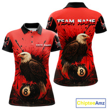 Load image into Gallery viewer, Red 8 Ball Pool Eagle Paint Splash Billiard Shirt For Women Custom Billiard Jersey Polo &amp; 1/4 Zip TDM5492