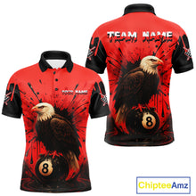 Load image into Gallery viewer, Red 8 Ball Pool Eagle Paint Splash Billiard Shirt For Men Custom Billiard Jersey Polo &amp; 1/4 Zip TDM5492
