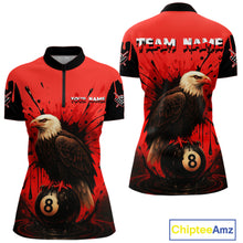 Load image into Gallery viewer, Red 8 Ball Pool Eagle Paint Splash Billiard Shirt For Women Custom Billiard Jersey Polo &amp; 1/4 Zip TDM5492
