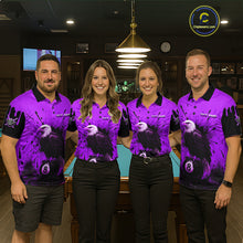 Load image into Gallery viewer, Purple 8 Ball Pool Eagle Paint Splash Billiard Shirt For Women Custom Billiard Jersey Polo &amp; 1/4 Zip TDM5493