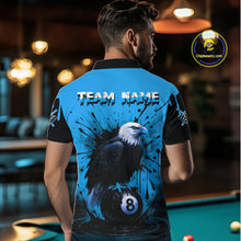 Load image into Gallery viewer, Blue 8 Ball Pool Eagle Paint Splash Billiard Shirt For Men Custom Billiard Jersey Polo &amp; 1/4 Zip TDM5494