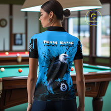 Load image into Gallery viewer, Blue 8 Ball Pool Eagle Paint Splash Billiard Shirt For Women Custom Billiard Jersey Polo &amp; 1/4 Zip TDM5494