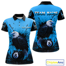 Load image into Gallery viewer, Blue 8 Ball Pool Eagle Paint Splash Billiard Shirt For Women Custom Billiard Jersey Polo &amp; 1/4 Zip TDM5494