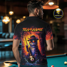 Load image into Gallery viewer, Personalized Vintage Funny Cat 8 Ball Billiard Shirt For Men, Pool Team Jersey Polo &amp; 1/4 Zip TDM5751